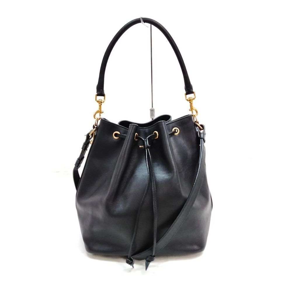SAINT LAURENT YSL Black Leather 2way Emmanuelle Bucket Bag